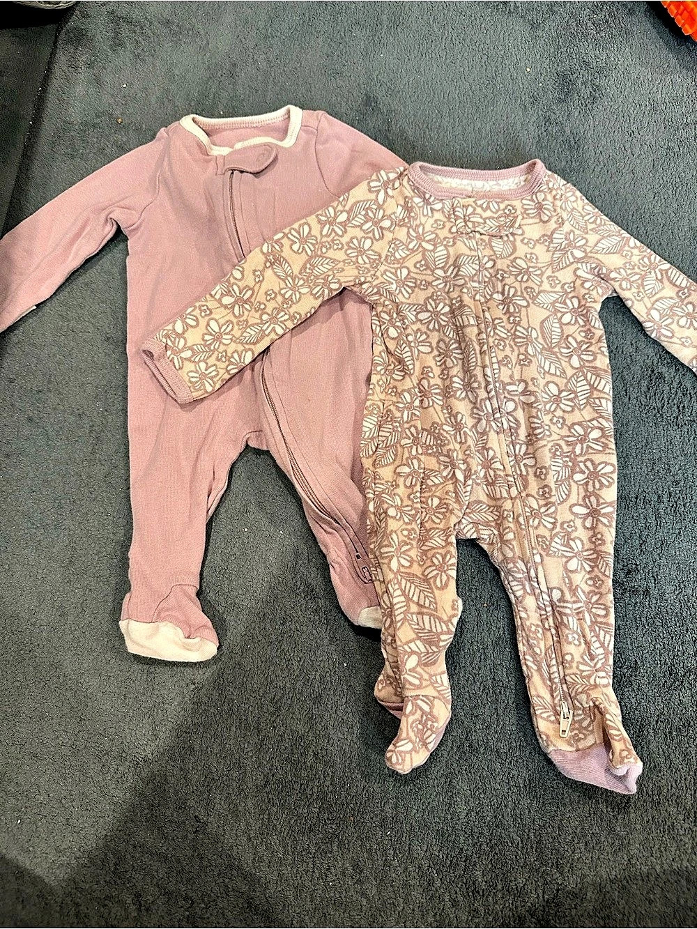 cloud island Baby Girls Zip-Up Sleep & Play 2-Pack Newborn